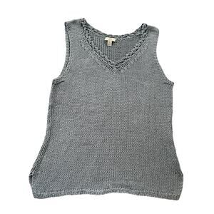 J Jill Light Blue Medium Petite Cotton Knit Sweater Vest